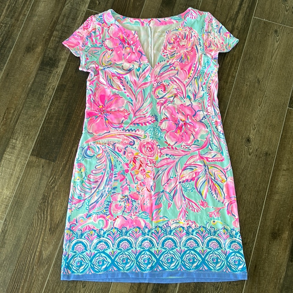 Lilly Pulitzer Sophieletta Isla De Coco Floral V-Neck Dress Size Medium